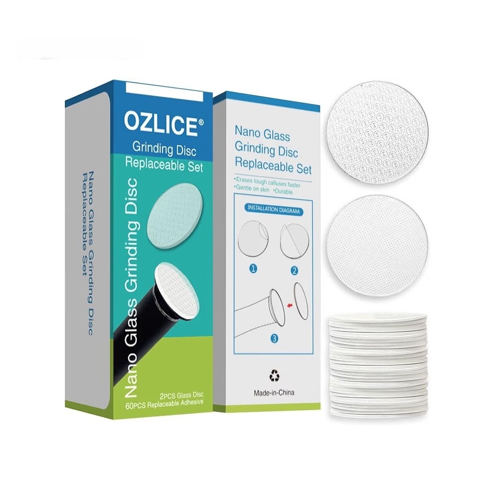 OZLICE Nano Glass Grinding Disc Set 60 Pcs Adhesive Pads for Electric‎ Foot File